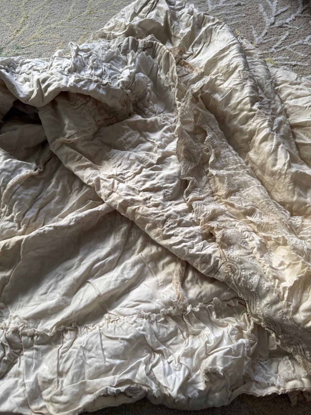 1940s ivory vintage silk and lace wedding skirt s - Picture 6 of 7